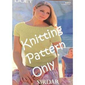 New Sirdar 8493 Duet Short Sleeve Ballet Neck Sweater Knitting Pattern